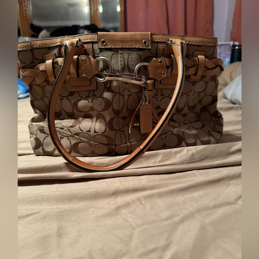 Tan and brown coach handbag